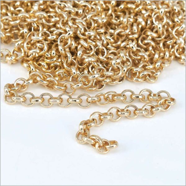 Beadthoven - Catene in alluminio placcato oro, catena a maglia barbazzale con rocchetto da 10 x 15 mm, per creare gioielli