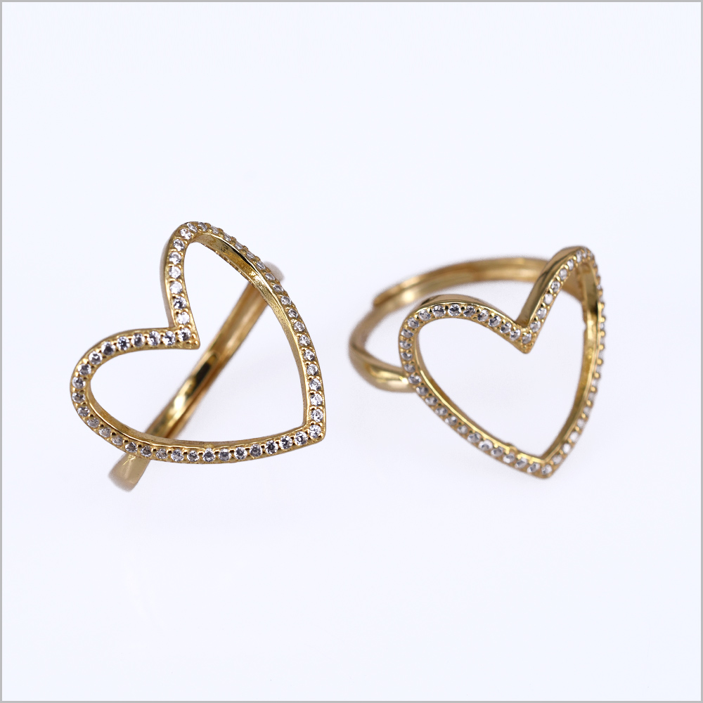 Principesco Anello Cuore Brillante In Argento 925 Rodiato Oro - Foto 3