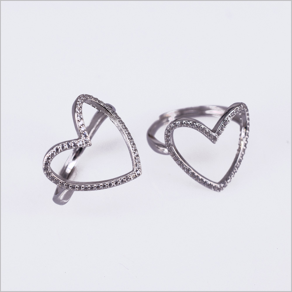 Principesco Anello Cuore Brillante In Argento 925 Rodiato Oro - Foto 7