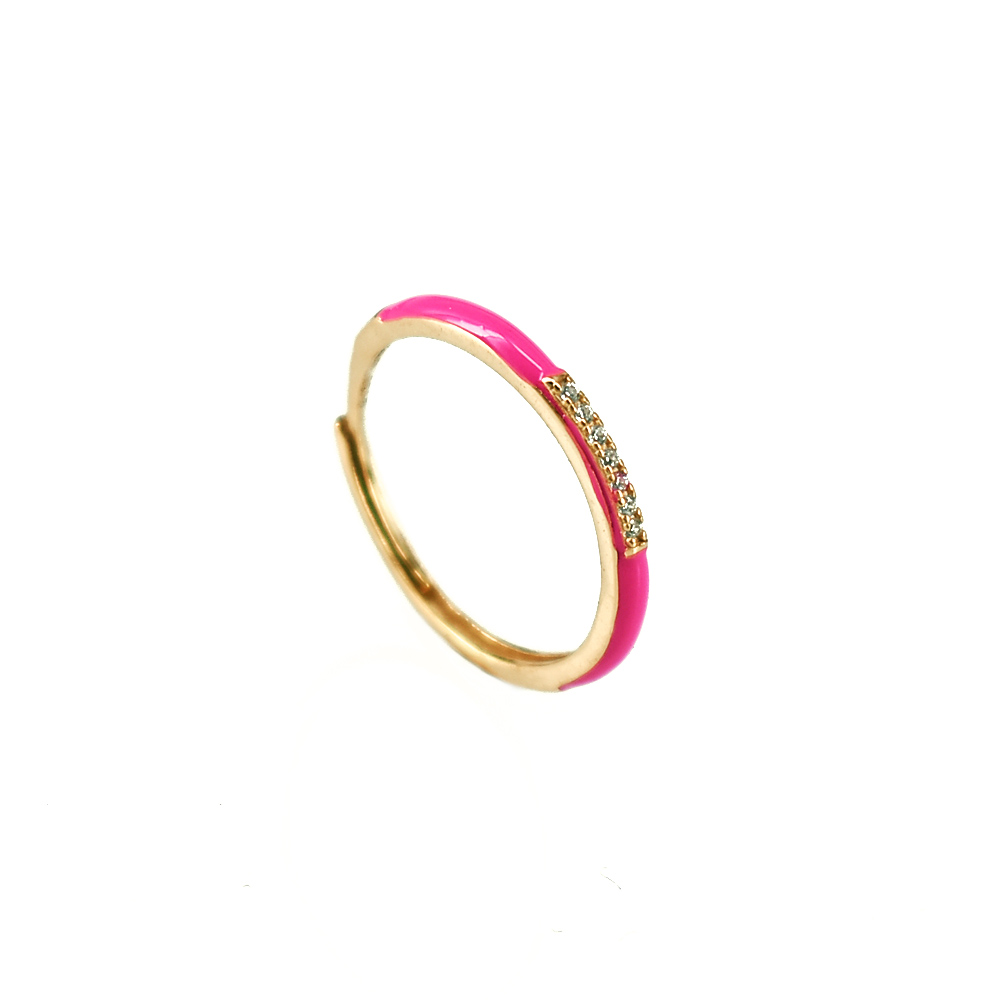 SONGK Anello Smaltato 10 Colori – Rame Con Zircone Cubico, Regolabile, Gioiello Semplice Per Donna