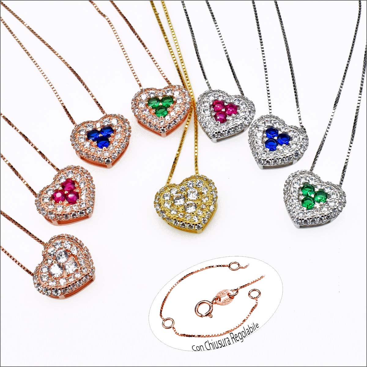 Jrêveinfini Collana Cuore In Argento 925 Con Zirconi - Donna, Gioiello Elegante, Regalo Per Anniversario E San Valentino