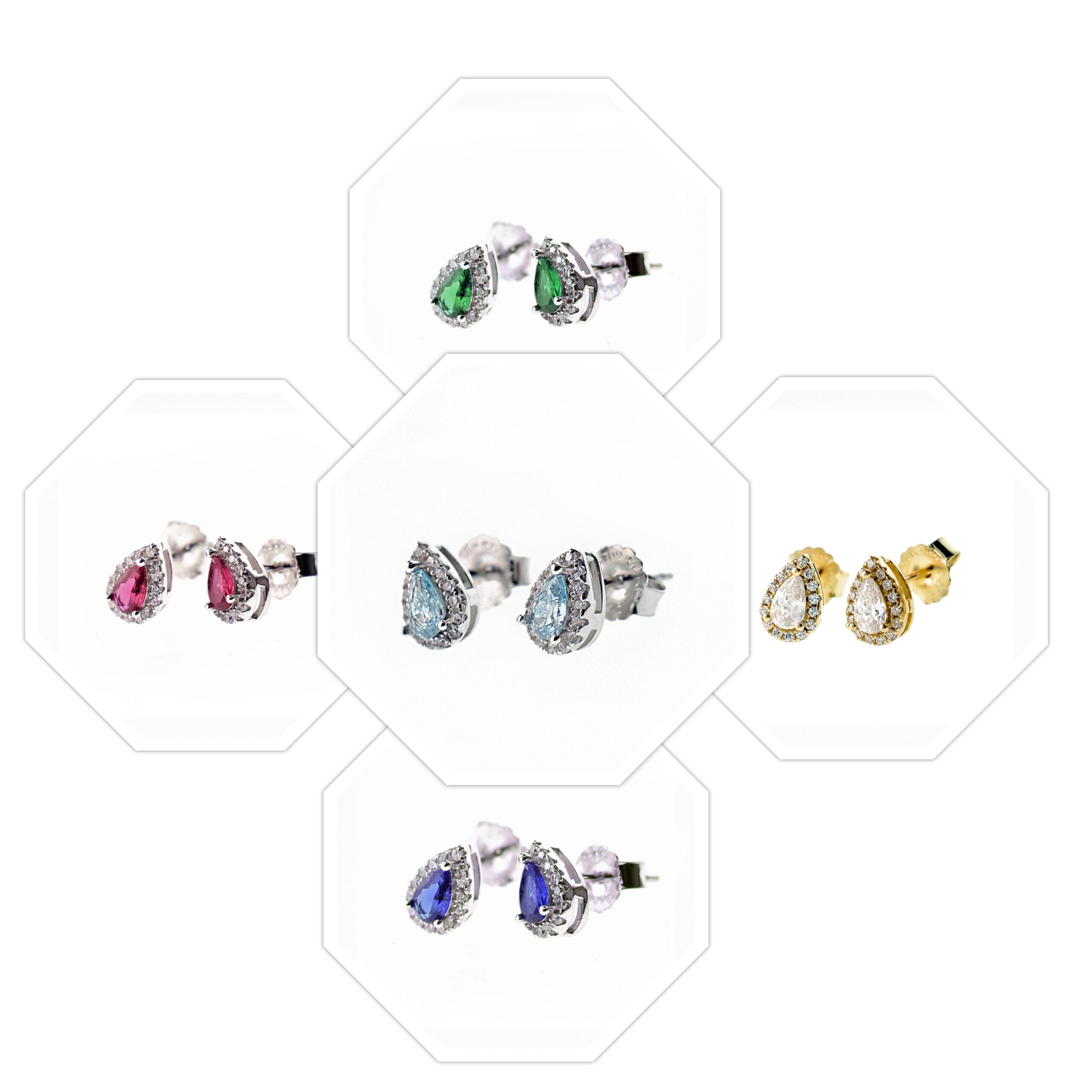 Orecchini Goccia Mini 6x8MM. in Arg 925 con Zircone (2.Coppie)