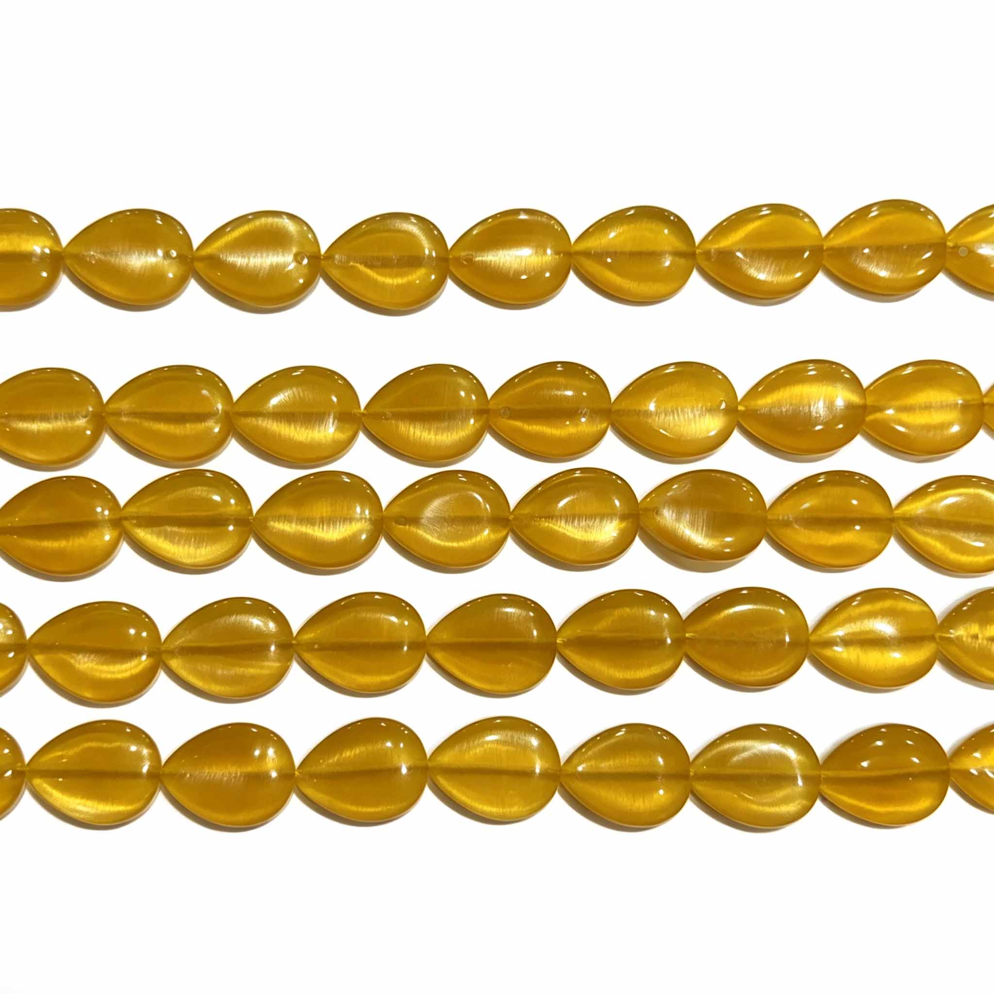 Occhio di gatto giallo goccia piatto liscia 15X20mm (1Filo)